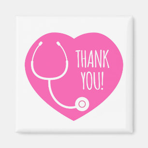 Aimant Thank You   Pink Heart Stethoscope