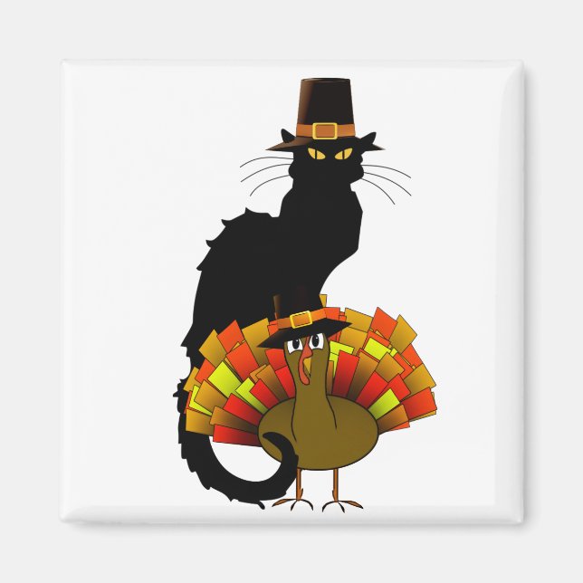Aimant Thanksgiving Le Conversation Noir avec le pèlerin  (Devant)
