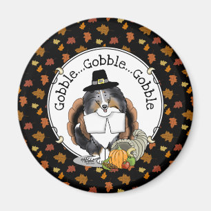 Aimant Thanksgiving Shetland Sheepdog (merle bleu) Drôle