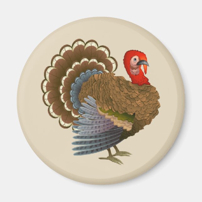 Aimant Thanksgiving Turquie magnétique rond (Devant)