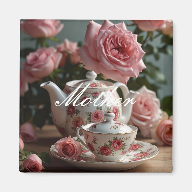 Aimant Thé à la rose de chou rose (Devant)