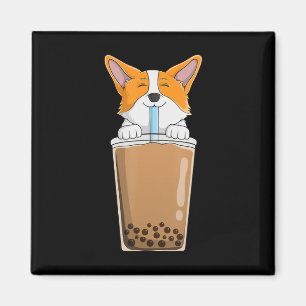 Aimant Thé au lait Boba Kawaii Chien Corgi Japonais Dessi
