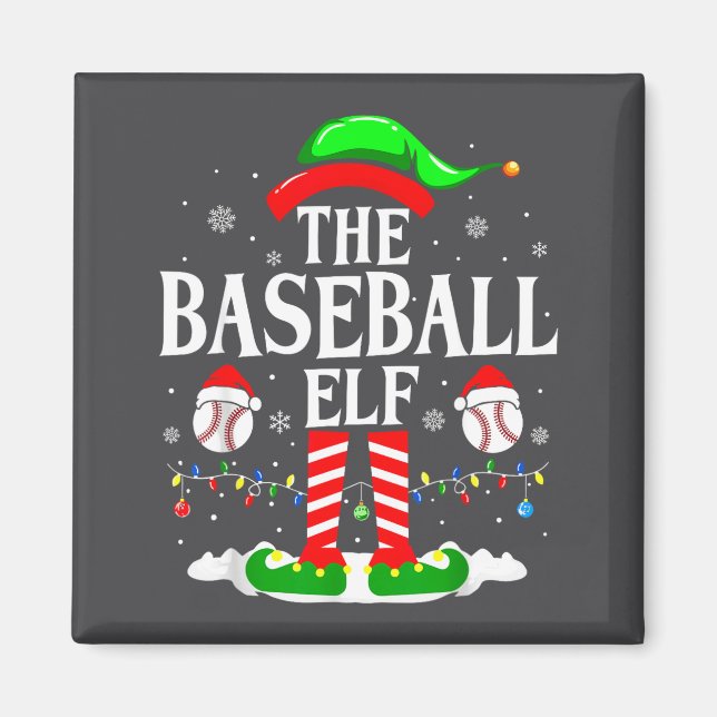 Aimant The Baseball Elf Funny Christmas Srt Lovers Xmas E (Devant)