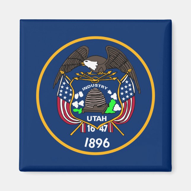 Aimant The Beehive State Industry Flag of Utah (Devant)