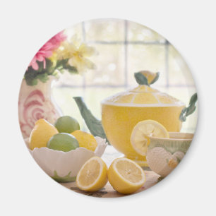 Aimant Thé chaud de l'après-midi avec citrons frais