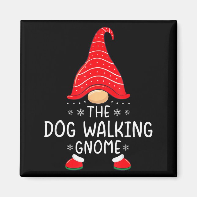 Aimant The Dog Walking Gnome Xmas Family Matching Funny C (Devant)