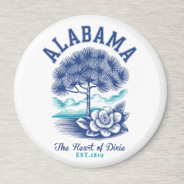Aimant The Heart of Dixie – Alabama Camellia & Tree Graph (Créateur téléchargé)