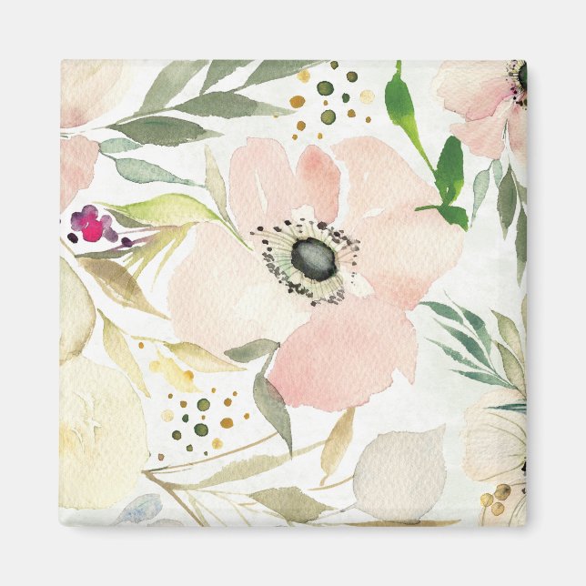 Aimant The Joy of White | Watercolor Floral Pattern (Devant)