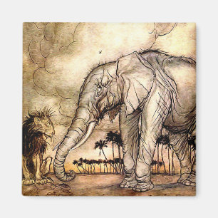 Aimant "The Lion and The Elephant" par Arthur Rackham