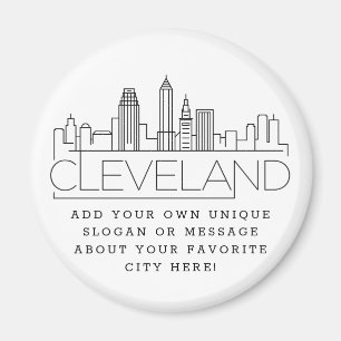 Aimant Thème Cleveland   Message de ville personnalisé 