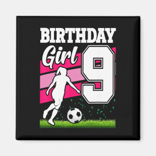 Aimant Thème de fête d'anniversaire de football de 9 ans