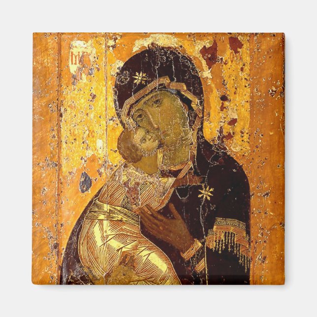 Aimant Théotokos de Vladimir Icône chrétienne orthodoxe (Devant)