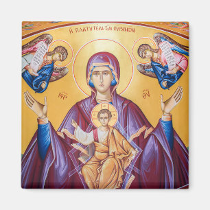 Aimant Theotokos et le Christ Enfant avec les anges Icône