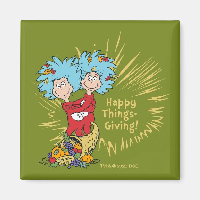 Aimant Thing One Thing Two Joyeux Things-Giving! (Devant)