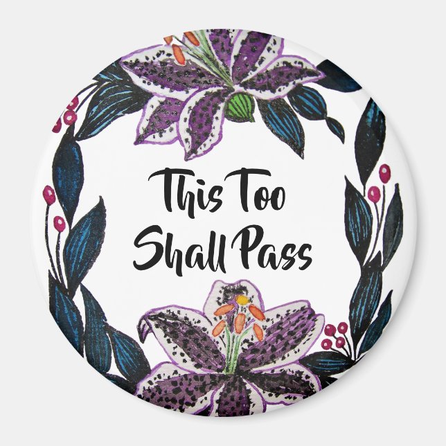 Aimant "This Too Shop Pass" Aquarelle Lily Wreath (Devant)