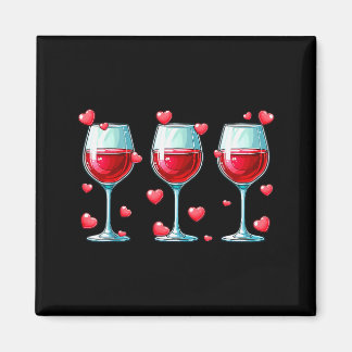 Aimant Three Gles Of Wine Valentines Day Couple Funny Dri