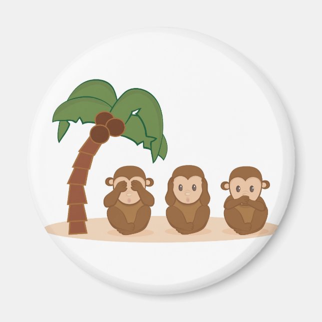 Aimant Three little monkeys - trois barboteuses (Devant)