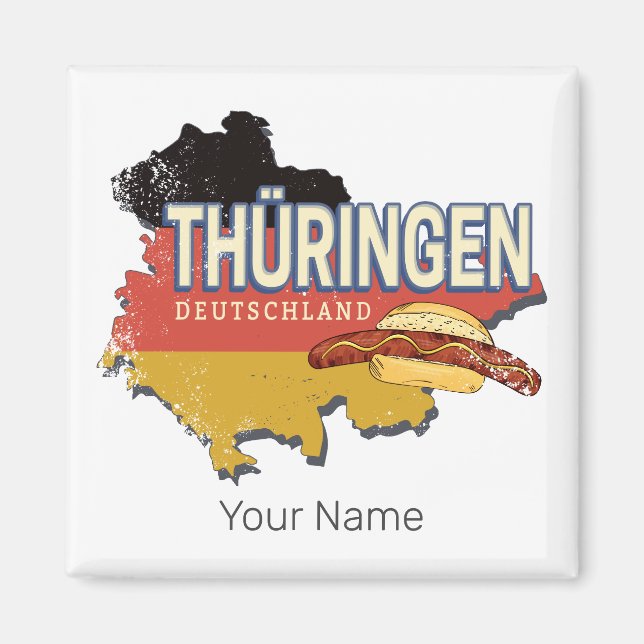 Aimant Thuringe Allemagne Rétro Carte de l'Etat Fédéral V (Devant)