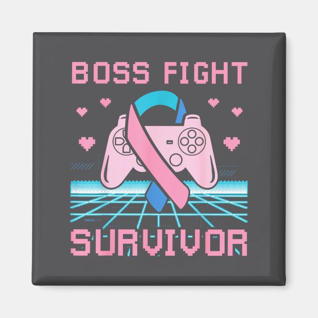 Aimant Thyroid Cancer Awareness Boss Fight Survivor Gamer (Devant)