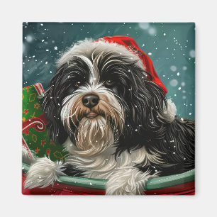 Aimant Tibétain Terrier Chien Noël Festif