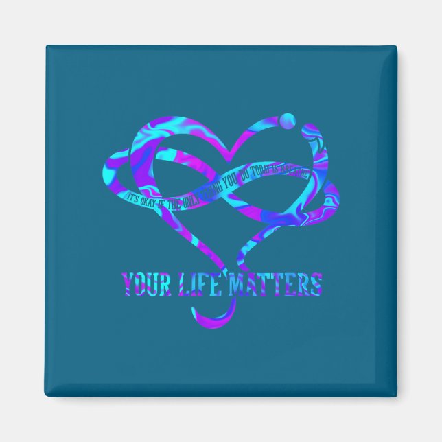 Aimant Tie Dye Heart Your Life S Suicide Prevention Aware (Devant)