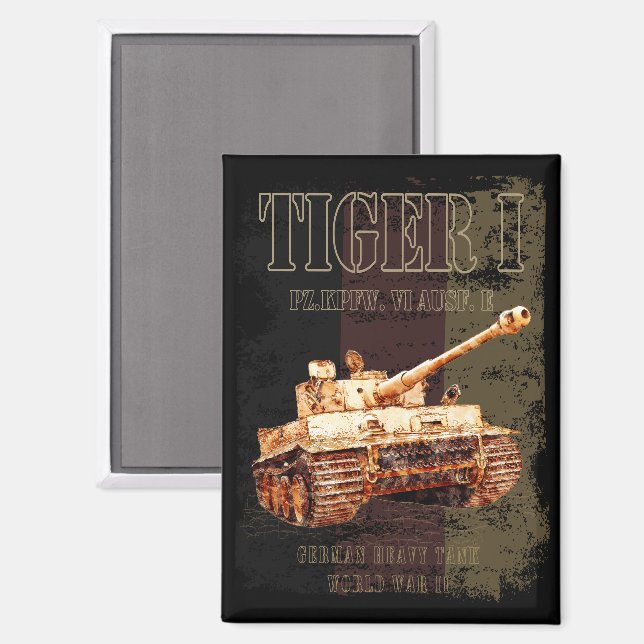 Aimant Tiger I Allemand 2ÈME GUERRE MONDIALE de chars lou (Recto/Verso)