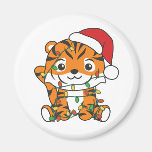Aimant Tiger Noël Animaux d'hiver Tigers de vacances