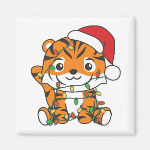 Aimant Tiger Noël Animaux d'hiver Tigers de vacances