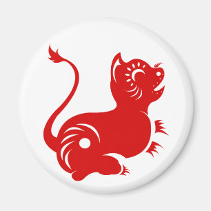 AIMANT TIGRE CHINOIS DU ZODIAQUE PAPERCUT ILLUSTRÉ
