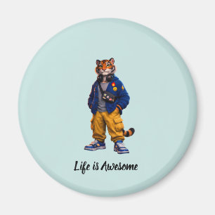 Aimant Tigre Cool dans l'Art Streetwear - Style Tigre Urb