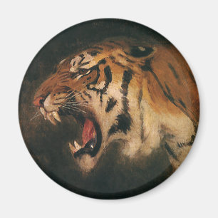 Aimant Tigre du Bengale vintage grand félin rugissant, an