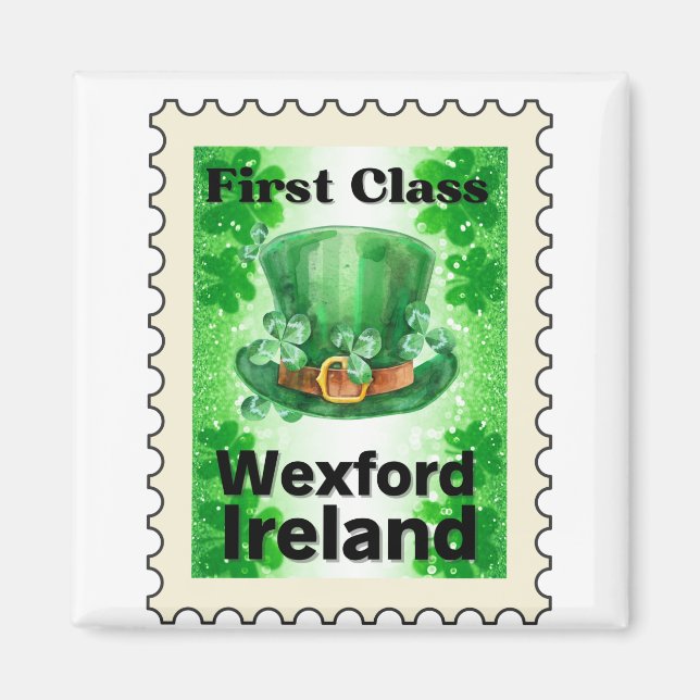 Aimant Timbre de première classe Wexford Irlande (Devant)