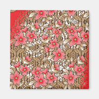 Tissu rouge éclatant avec floral complexe et