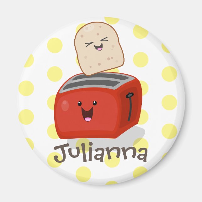 Aimant Toast de Cute kawaii et dessin animé de grille-pai (Devant)