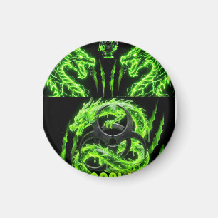 Aimant TOCOCLAWS Dragons Jumeaux Néon Vert Foudre