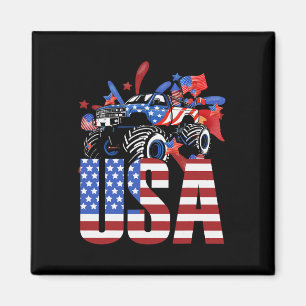 Aimant Toddler Garçon Monstre Truck Drapeau Américain Usa