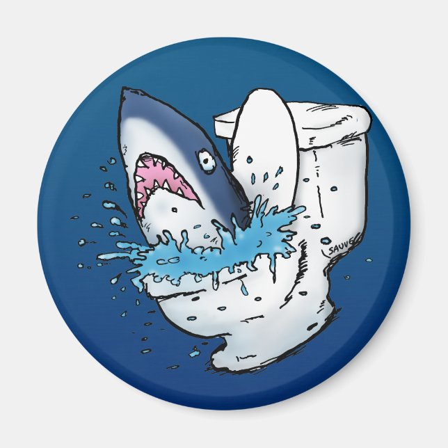 Aimant Toilette Shark Funny Blue Cartoon (Devant)