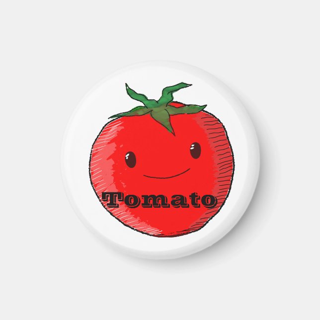 Aimant Tomate Cartoon Cute Avec Texte (Devant)