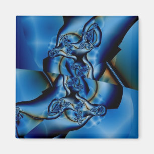 Aimant Topaz Art fractal bleu et blanc