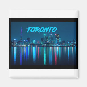 Aimant Toronto Canada Skyline nocturne sur l'eau colorée