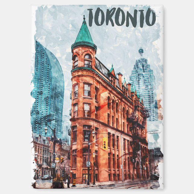 Aimant Toronto Ontario Canada Aquarelle de voyage (Recto)