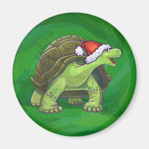 Aimant Tortue à Santa Chapeau sur Vert