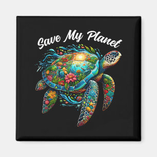 Aimant Tortue de mer Jour de la Terre Sauvez ma planète M