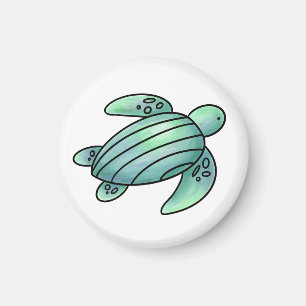 Aimant tortue de mer peinte à l'aquarelle dessin animé bl