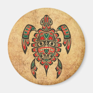 Aimant Tortue de mer rouge et verte vintage d'esprit de