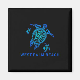 Aimant Tortue Tribale Bleue de la mer de Palm Ouest