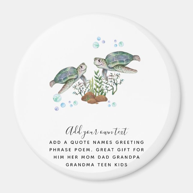 Aimant TORTUES DE MER Personnalisées (Devant)