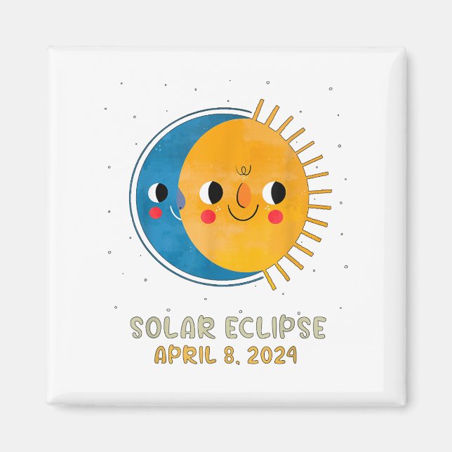 Aimant Total Éclipse Solaire 2024 Mignons Éclipse Solaire (Devant)