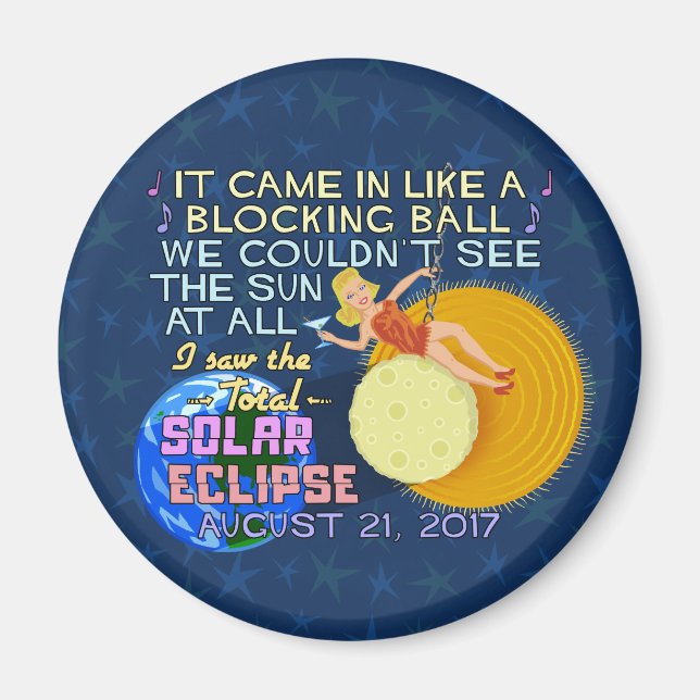 Aimant Total Éclipse Solaire Août 21 2017 Amusant América (Devant)