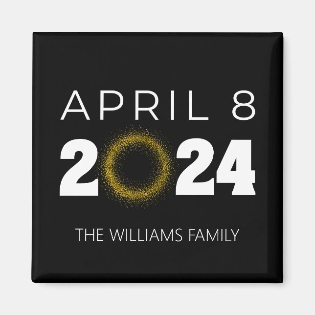 Aimant Total Solaire Eclipse USA 8 avril 2024 (Devant)